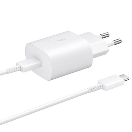 Samsung Оригинално Бяло 25W USB-C/USB-C Бързо Зарядно 