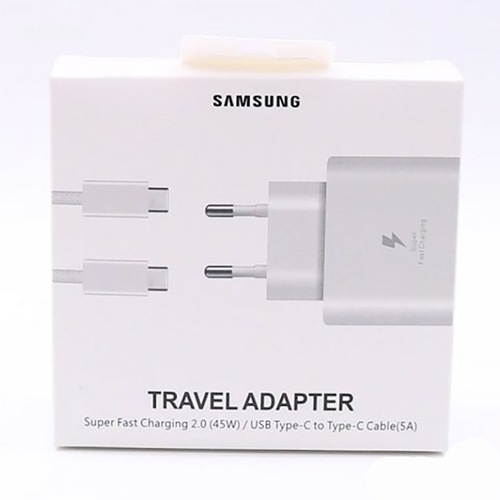 Samsung Оригинално Бяло 45W USB-C/USB-C Бързо Зарядно 
